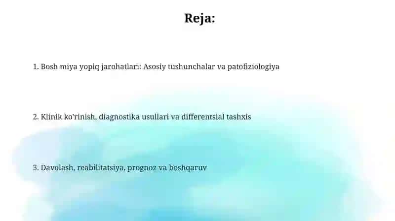Kalla qutisi va bosh miyya yopiq shikastlari klinikasi va tashxislash 2