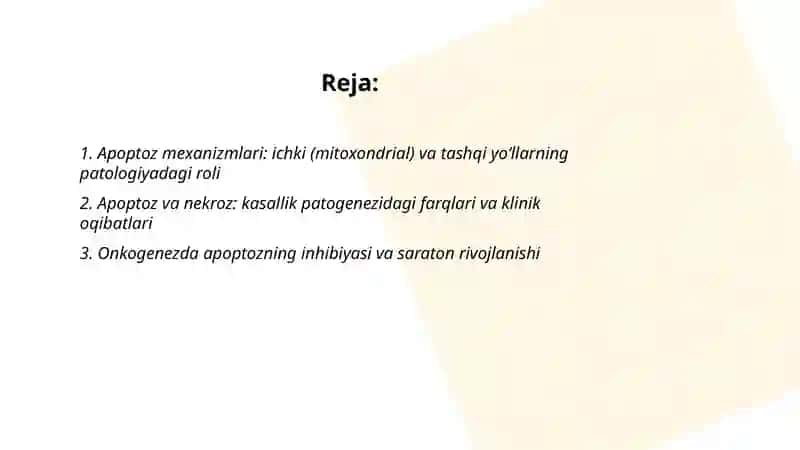 Apaptozning patalogiya rivojlanishidagi o‘rni 2