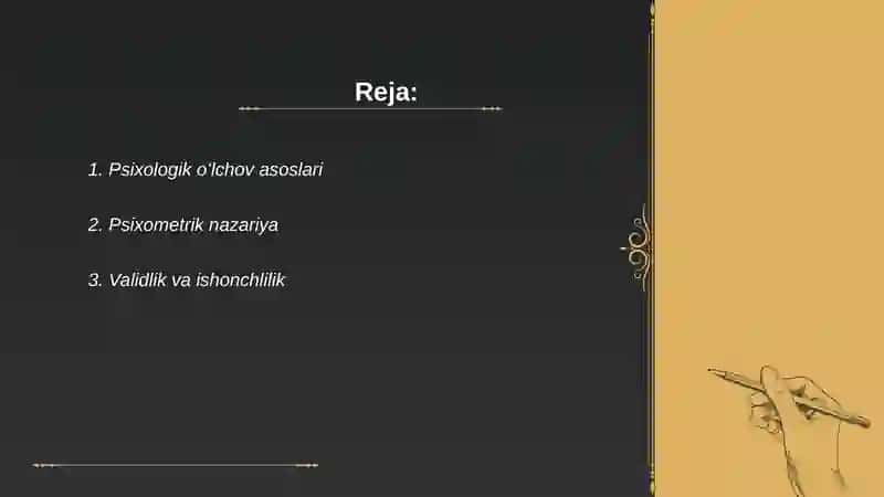 Dastlabki psixologik oʻlchov nazariyalari 2
