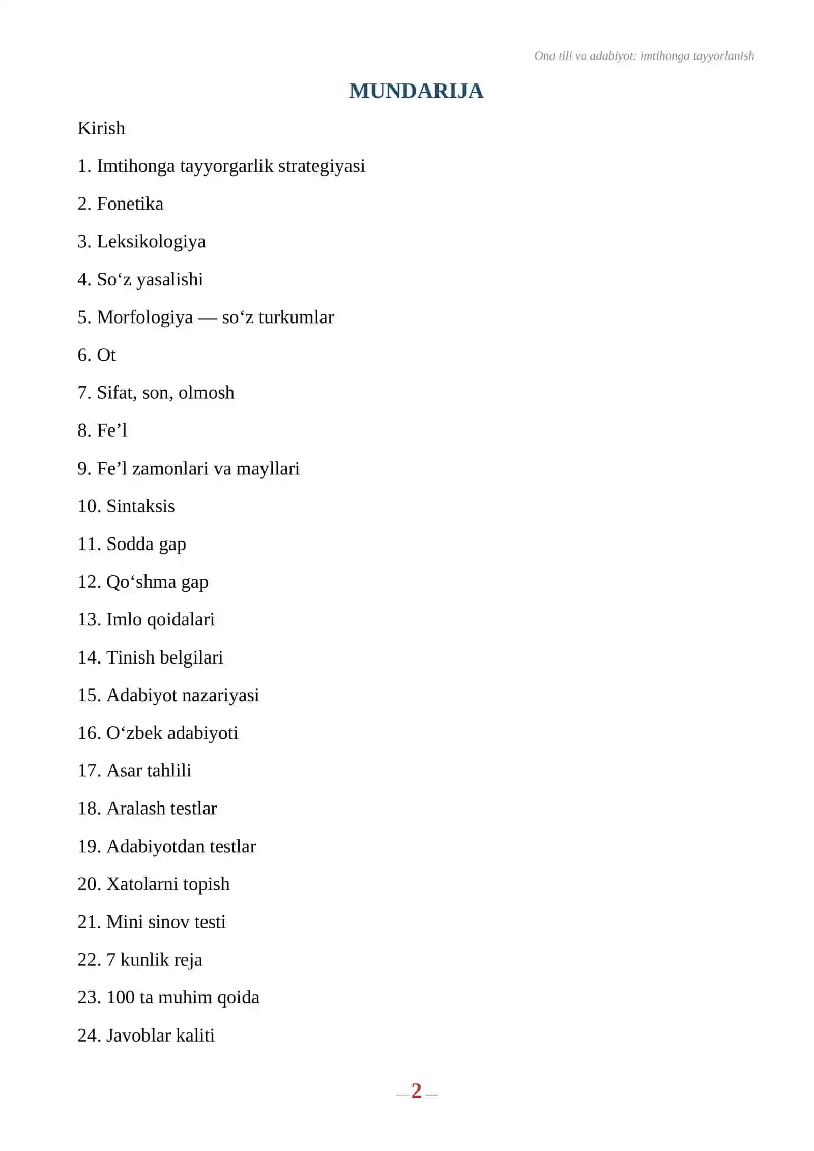 Ona tili va adabiyot fanidan milliy sertifikat uchun tayyorgarlik 2