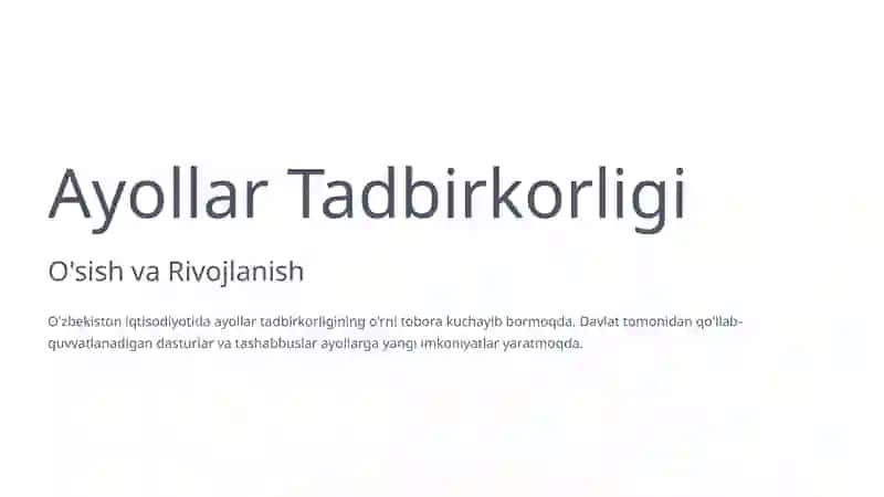 Ayollar Tadbirkorligi 2