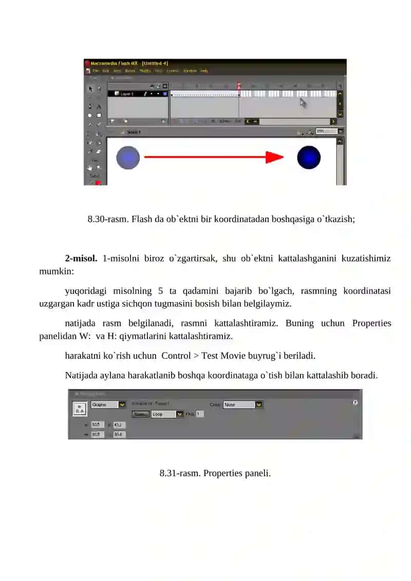 Flash MX DА ОDDIY HАRАKАTLАRNI HОSIL QILISH 2