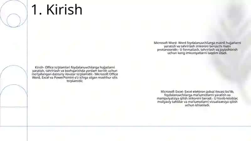 Microsoft Office Word, Excel va PowerPoint Dasturlari 2