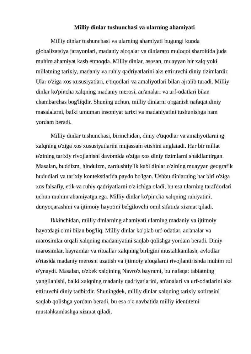 Milliy dinlar 2