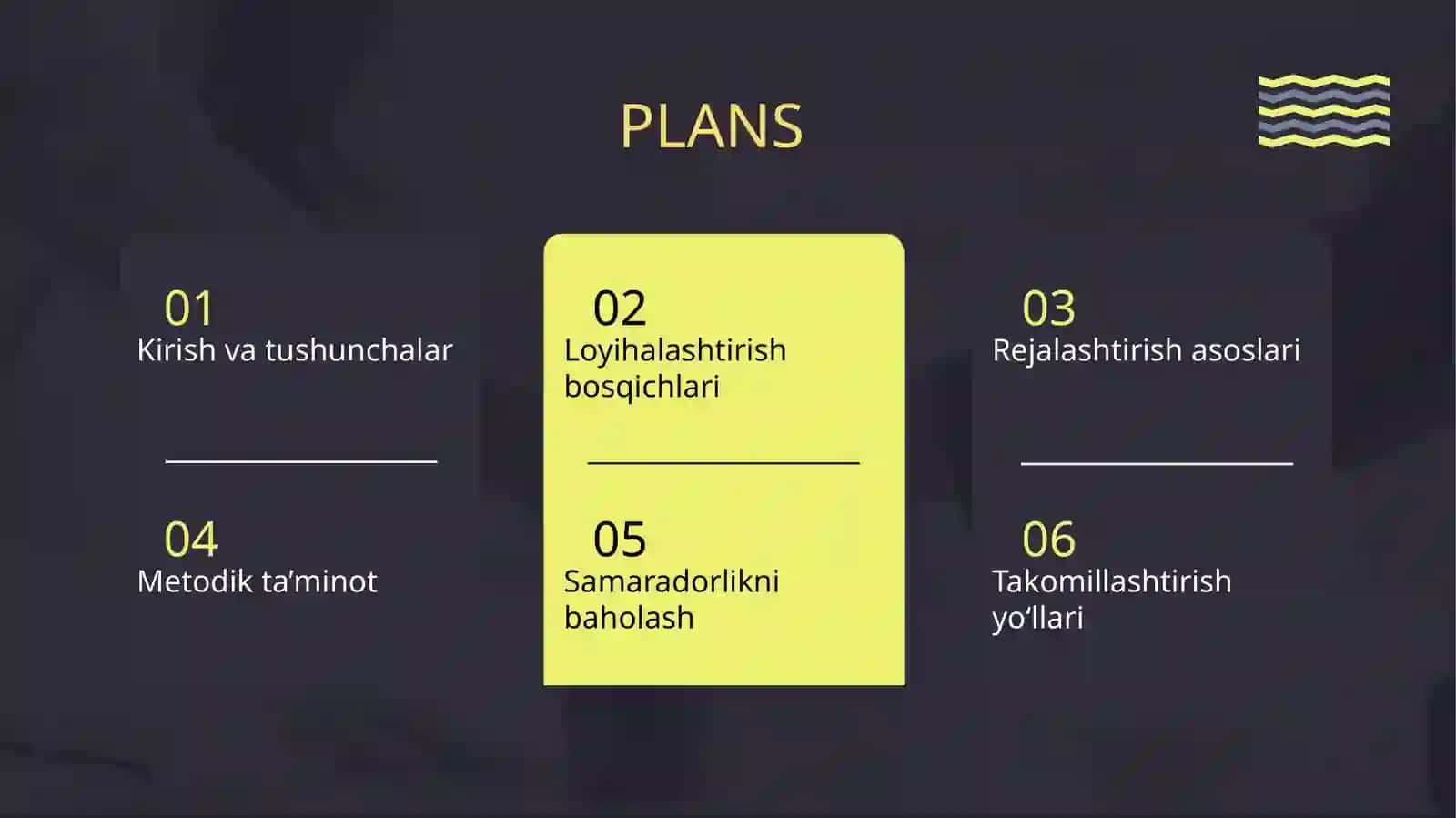Ma’ruza va seminar mashg’ulotlarini loyihalashtirish va rejalashtirish asoslari 2