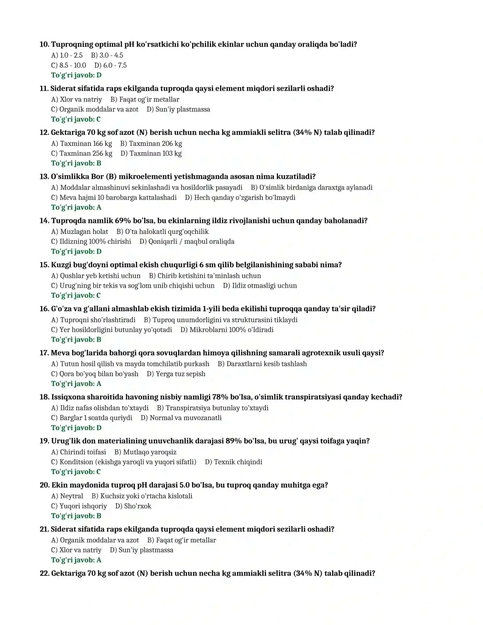 AGROS VA IQ TESTLARI (1000 TA SAVOL VA JAVOBLAR) 2