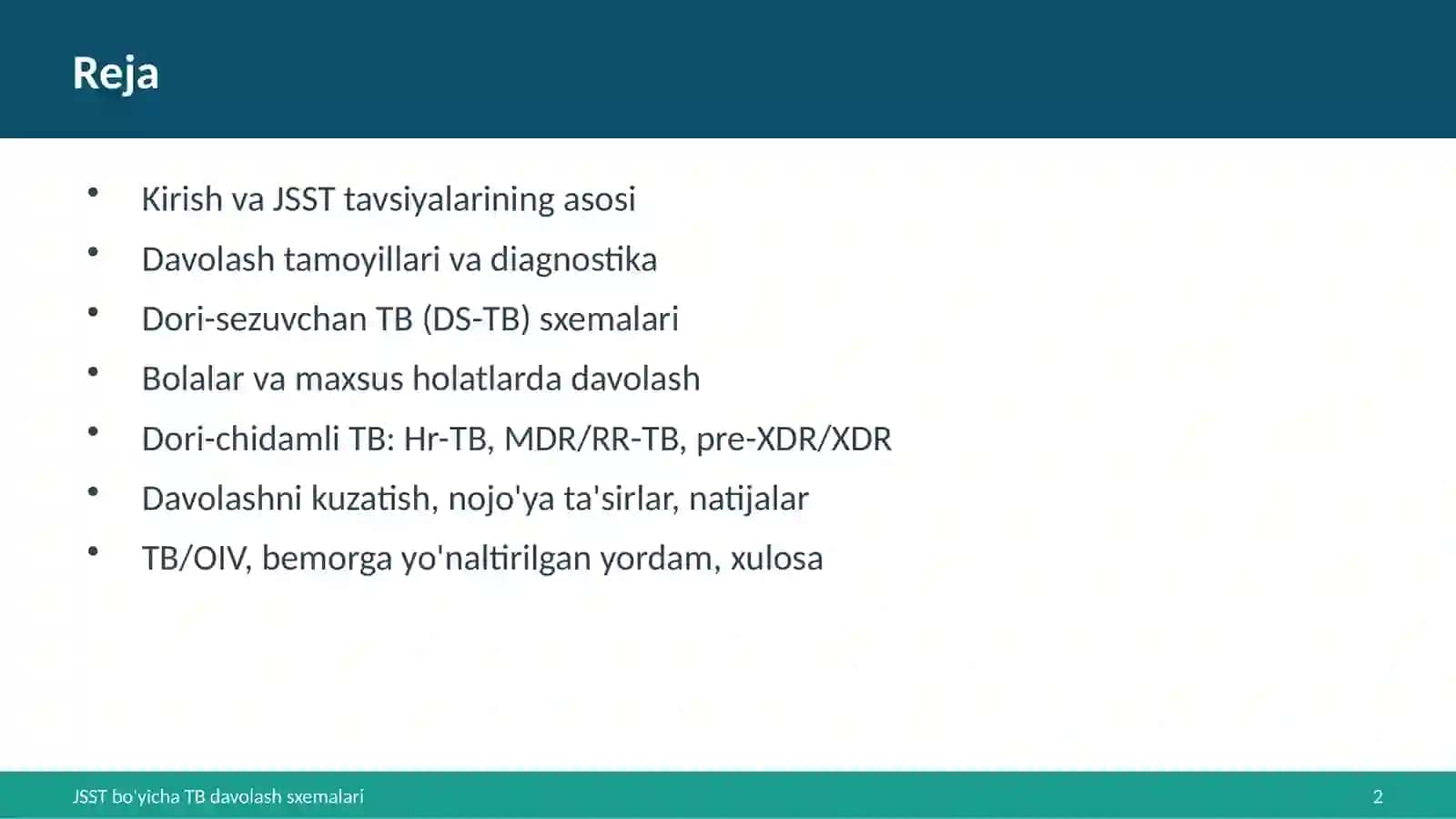 Tuberkulyoz bemorlarini davolash va kuzatish sxemalari 2