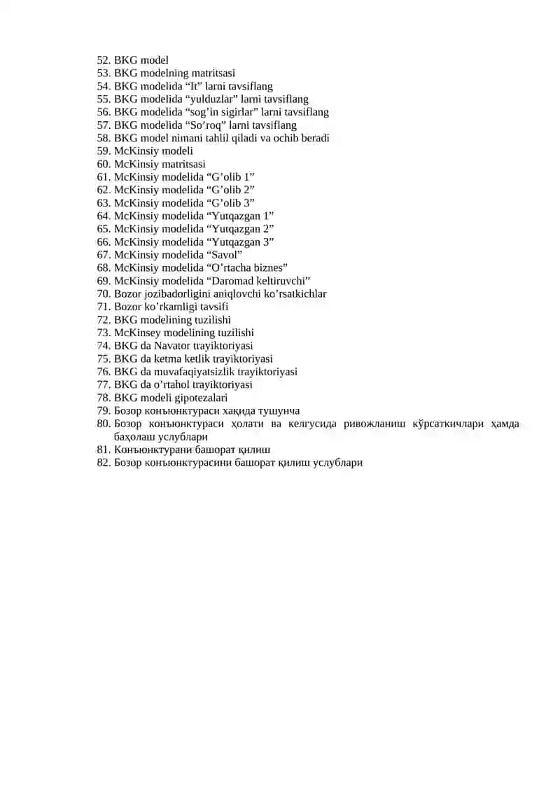 Marketing prinsiplari fanidan 1-oraliq nazorat savollari 2