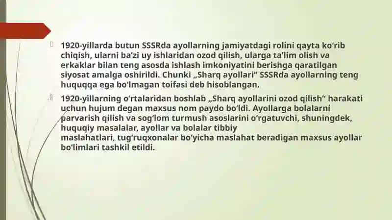 Sharq ayollarini ozod qilish 2