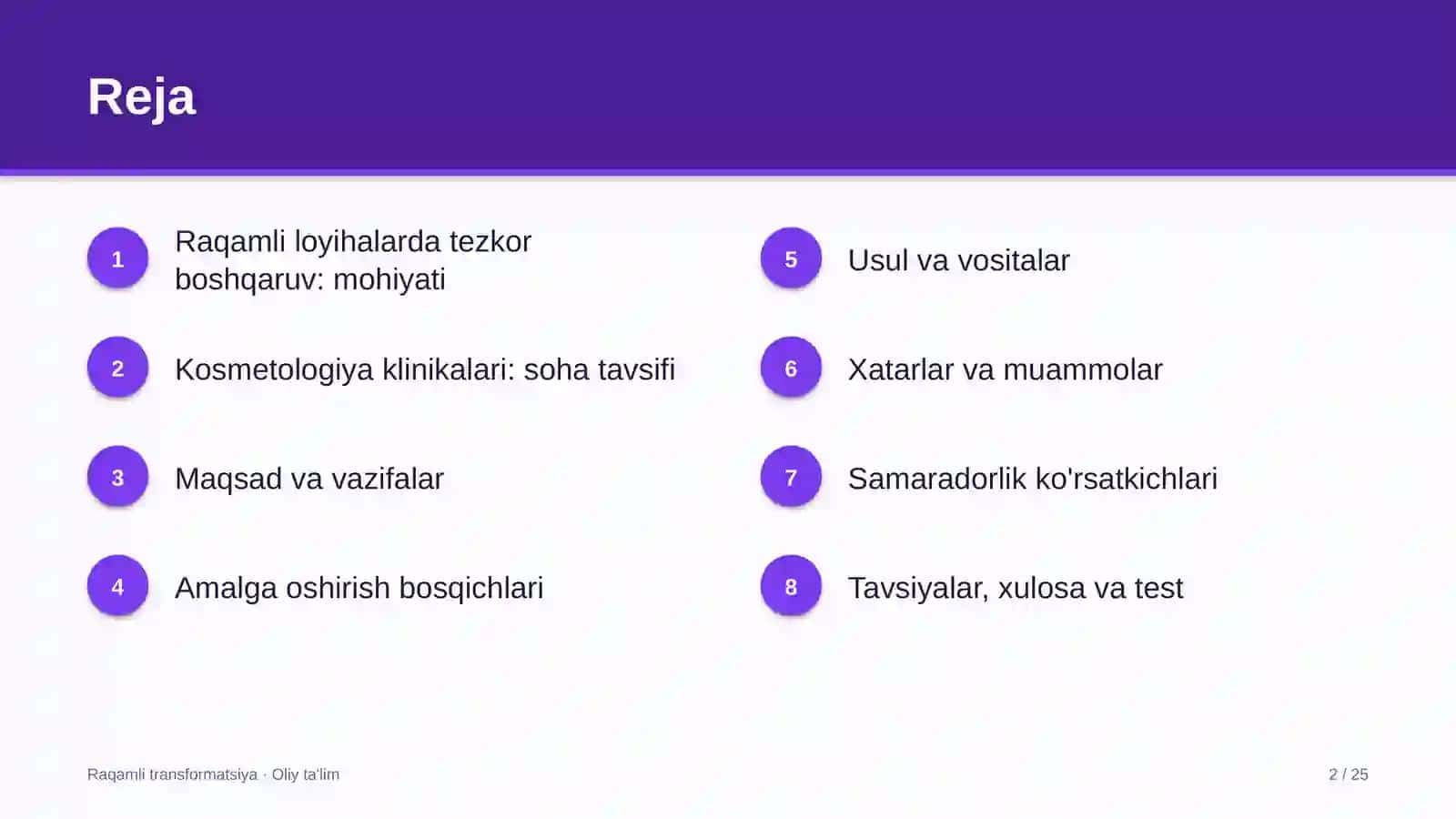 Kosmetologiya klinikalarida raqamli loyihalarda tezkor boshqaruv usullarini qo'llash 2