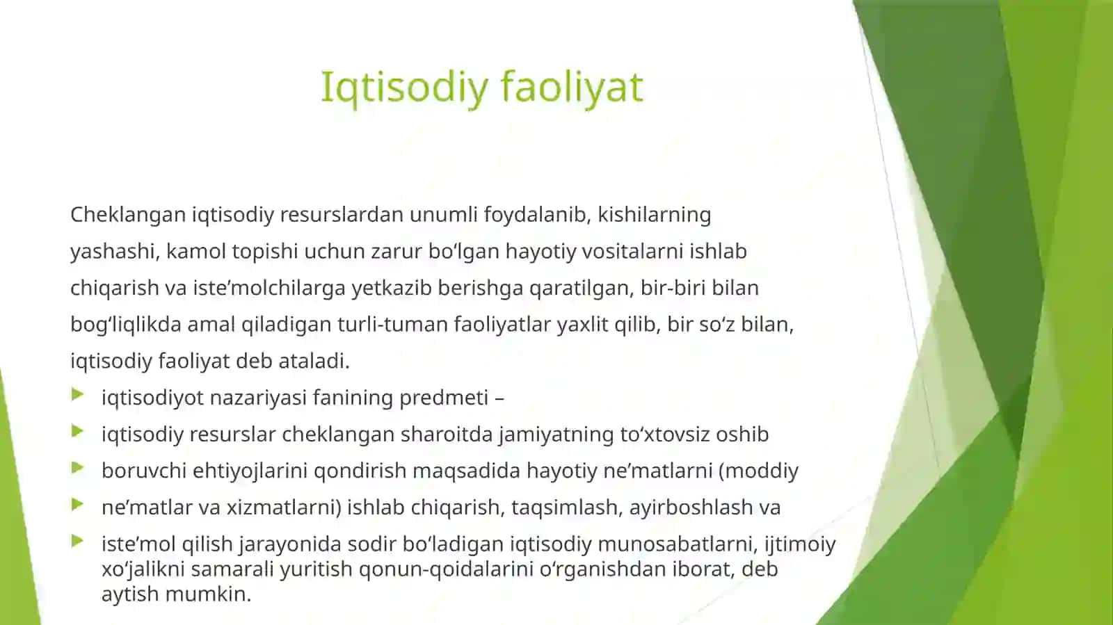 Iqtisodiyot nazariyasi fanining predmeti va o'rganish usullari 2