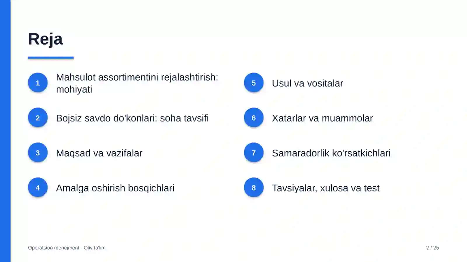 Operatsion Menejment · Oliy Ta'limg 2