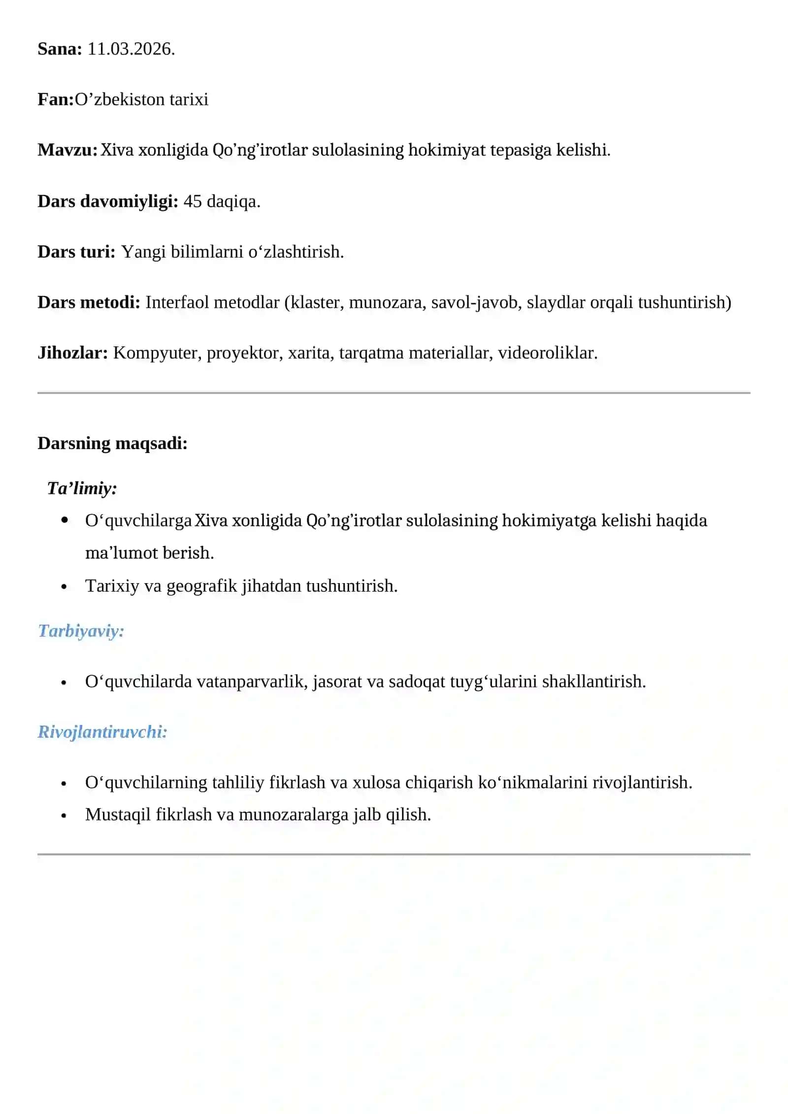 Xiva xonligida Qo’ng’irotlar sulolasining hokimiyat tepasiga kelishi 2