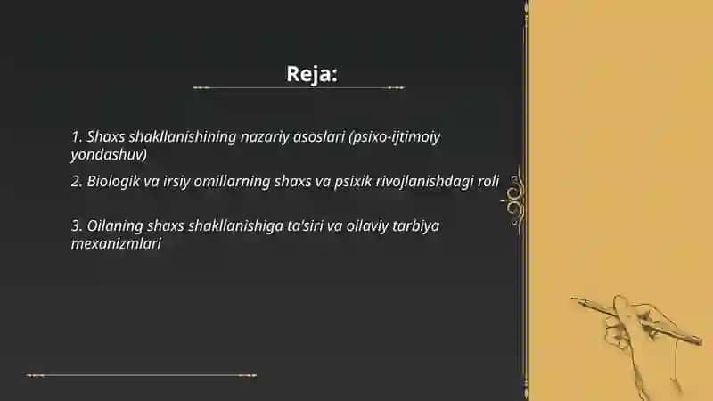 Shaxs shakillanishi va psixik rivojlanish psixo ijtimoiy nazrayisa 2