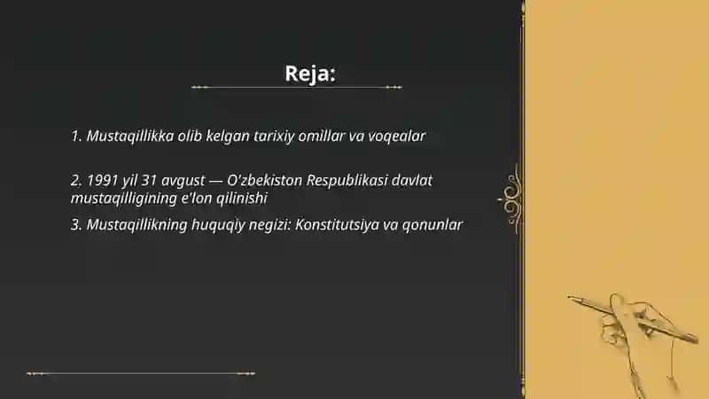 Mustaqil O'zbekiston Respublikasi tashkil topishining tarixiy ahamiyati 2