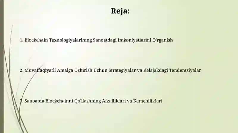 Sanoatda blokcheyn texnologiyalaridan foydalanish istiqbollarini o'rganish 2