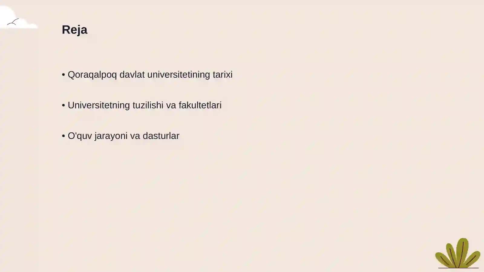 Qoraqalpoq davlat universiteti Islom Rozmatov Reja 2