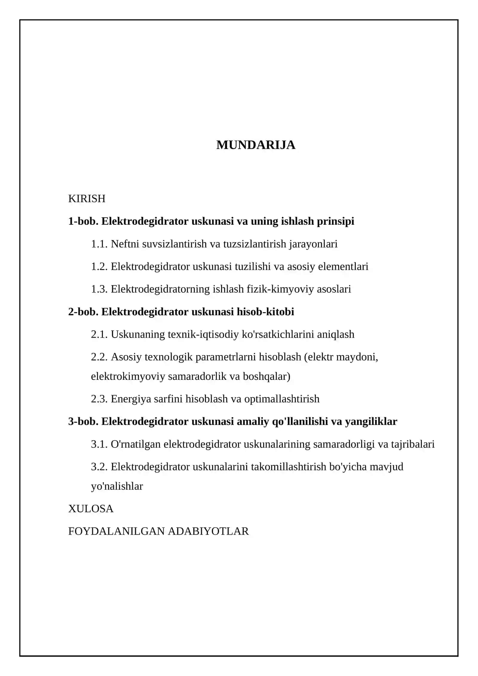 Elektrodegidrator uskunasi hisob-kitobi 2