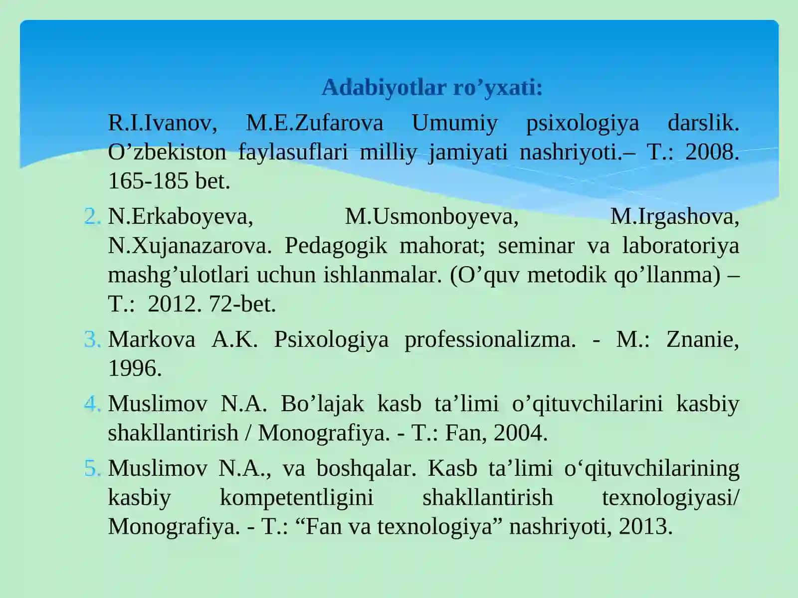 Pedagogik mahorat; seminar va laboratoriya mashg’ulotlari uchun ishlanmalar 2