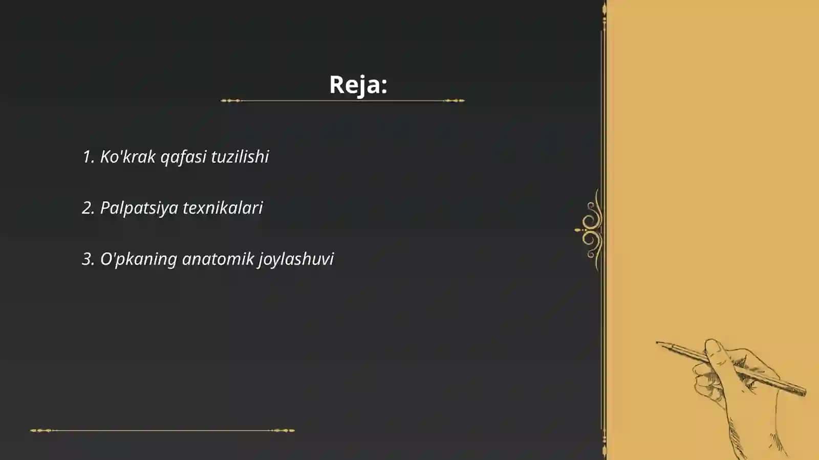 Ko'krak qafasi palpatsiyasi, o'pkaning topografik perkussiyasi 2