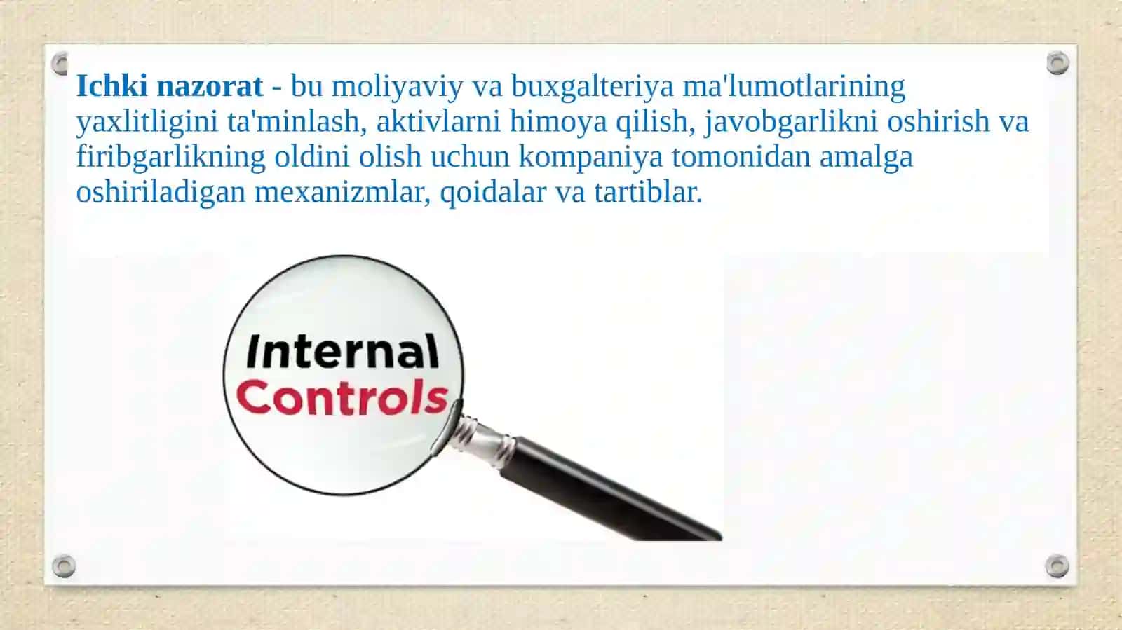 Nazorat, Xavfsizlik va Audit 2