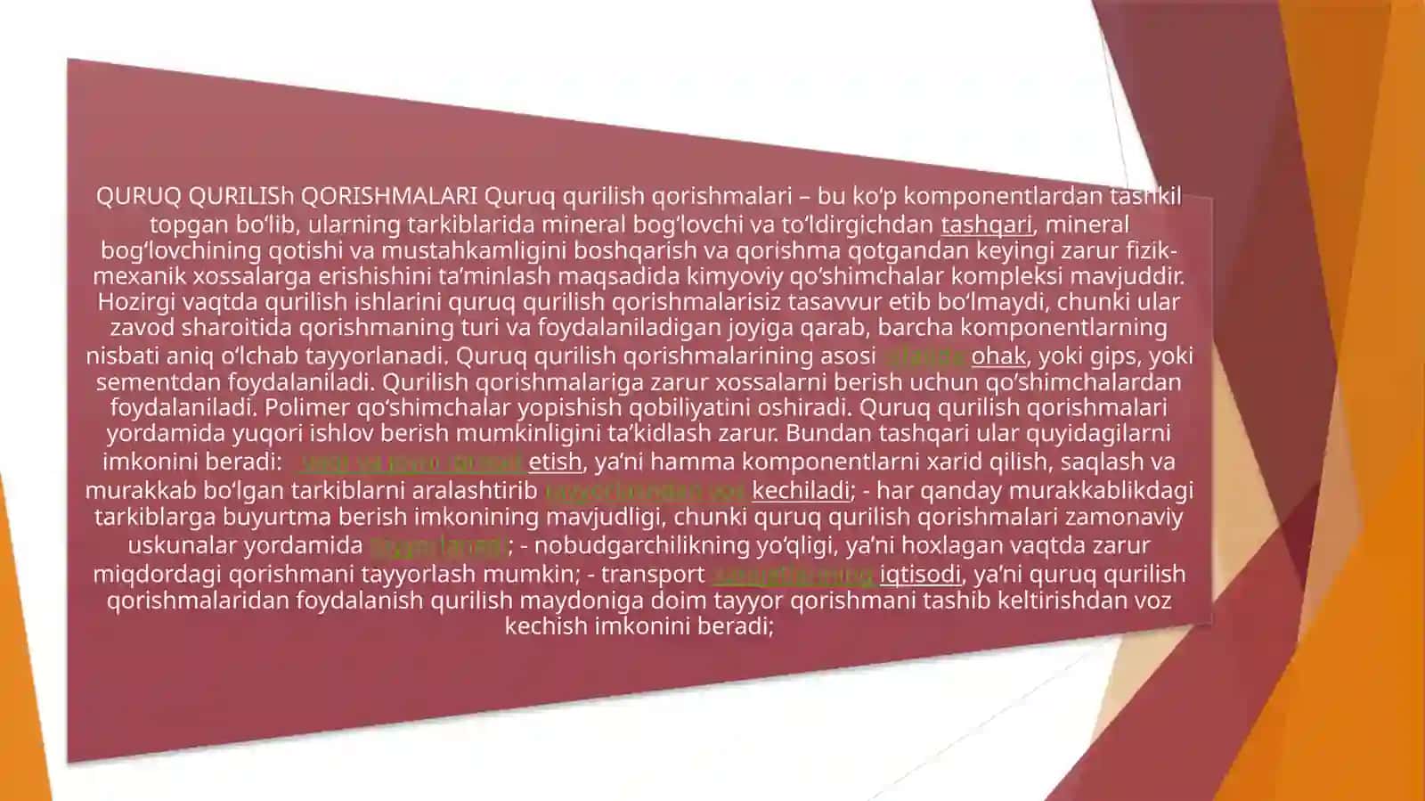 O'zbekistonda quruq qorishmalar ishlab chiqaruvchi korxonalar 2