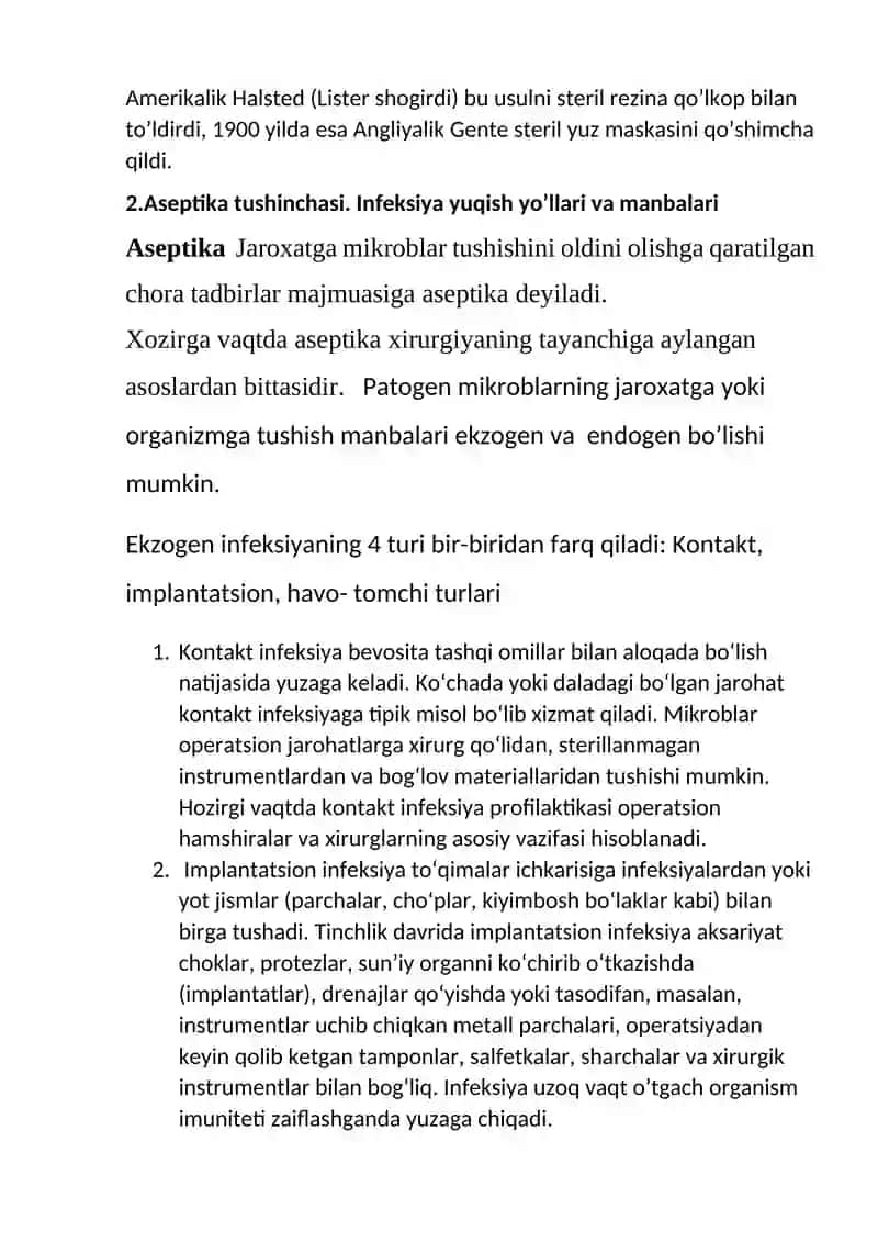 Zamonaviy xirurgiyaning rivojlanish tarixi 2