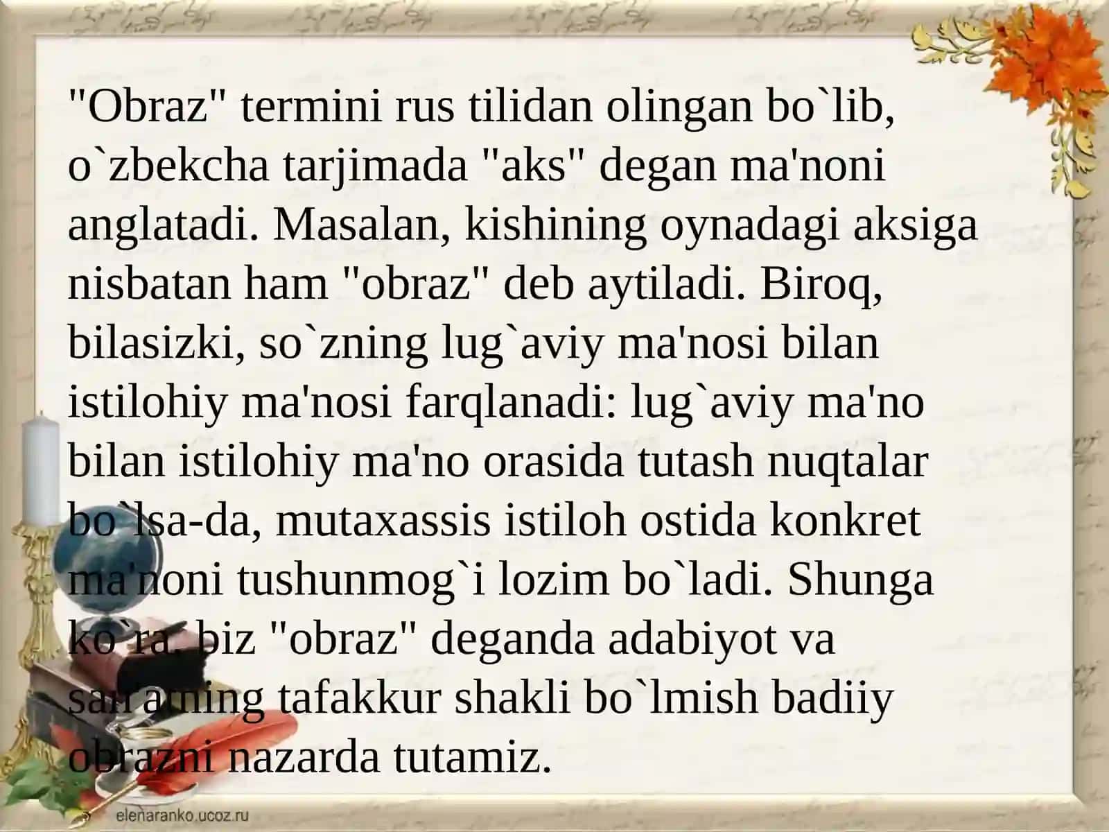 Maqsadboyeva Umidaning "Obrazlartasnifi. O'zbek adiblari ijodimisoli da" 2