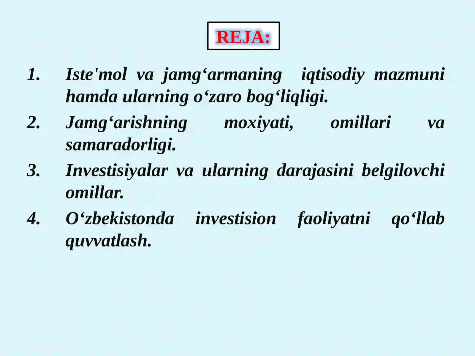 ISTE'MOL, JAMGʻARMA VESTISIYALAR 2