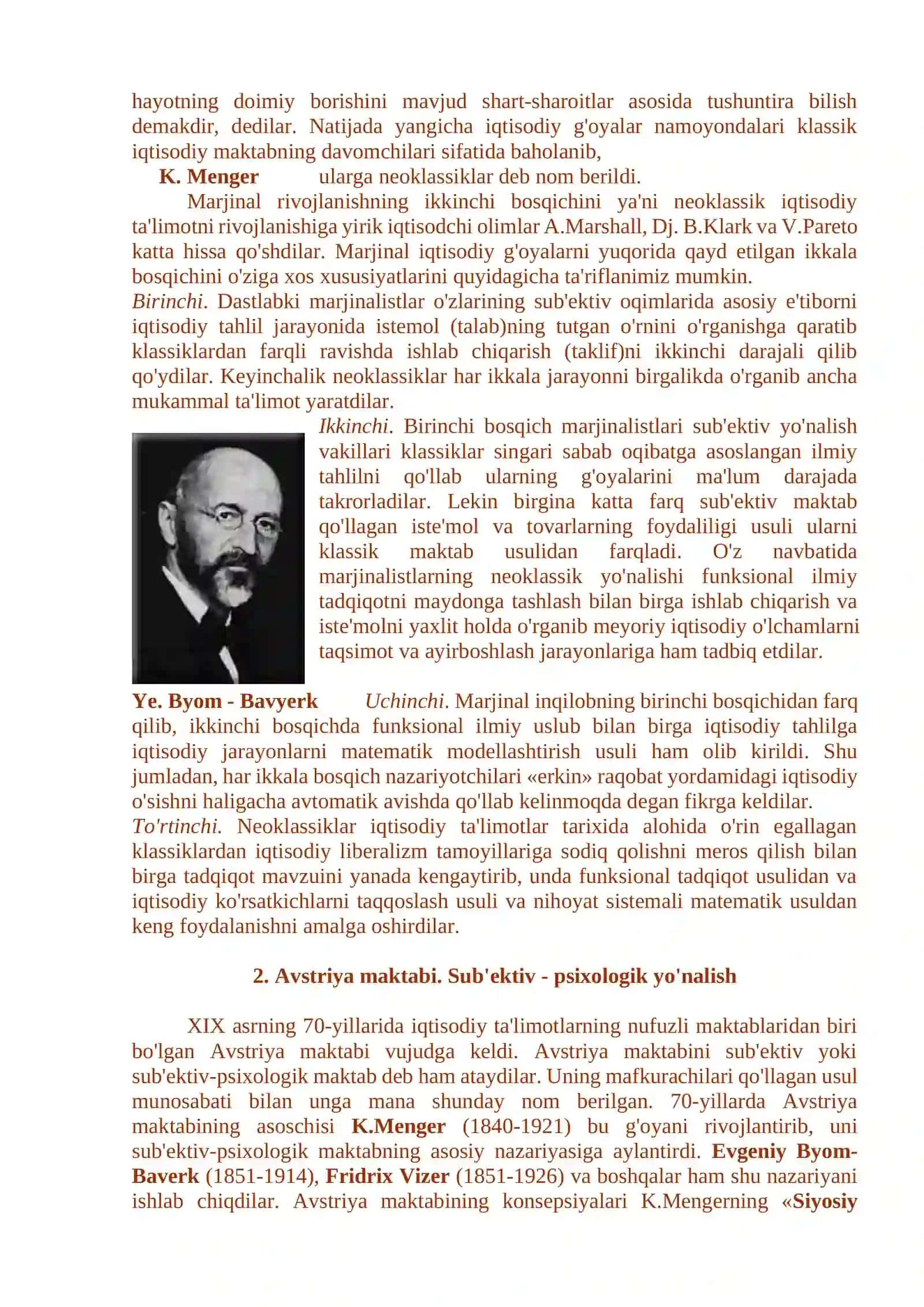 MARJINALIZM. IQTISODIY TA'LIMOTLARDA NEOKLASSIK YO'NALISHNING SHAKLLANISHI 2