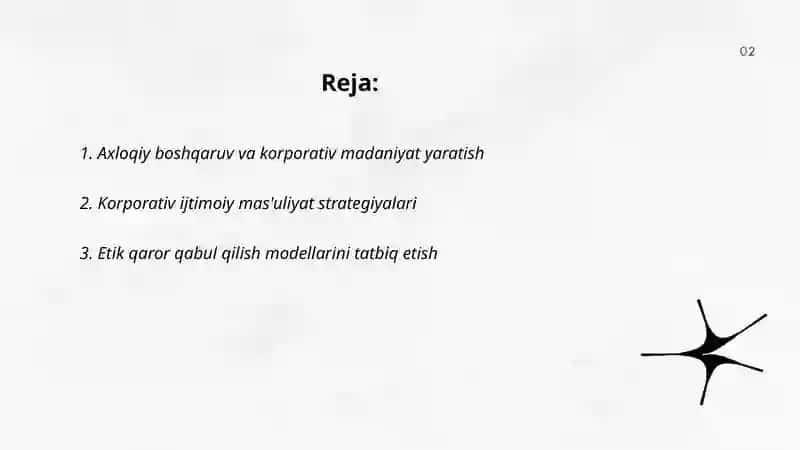 Axloqiy boshqaruv va korporativ madaniyat yaratish 2