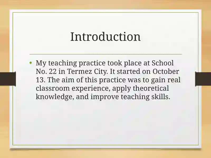 Teaching Practice at School 2