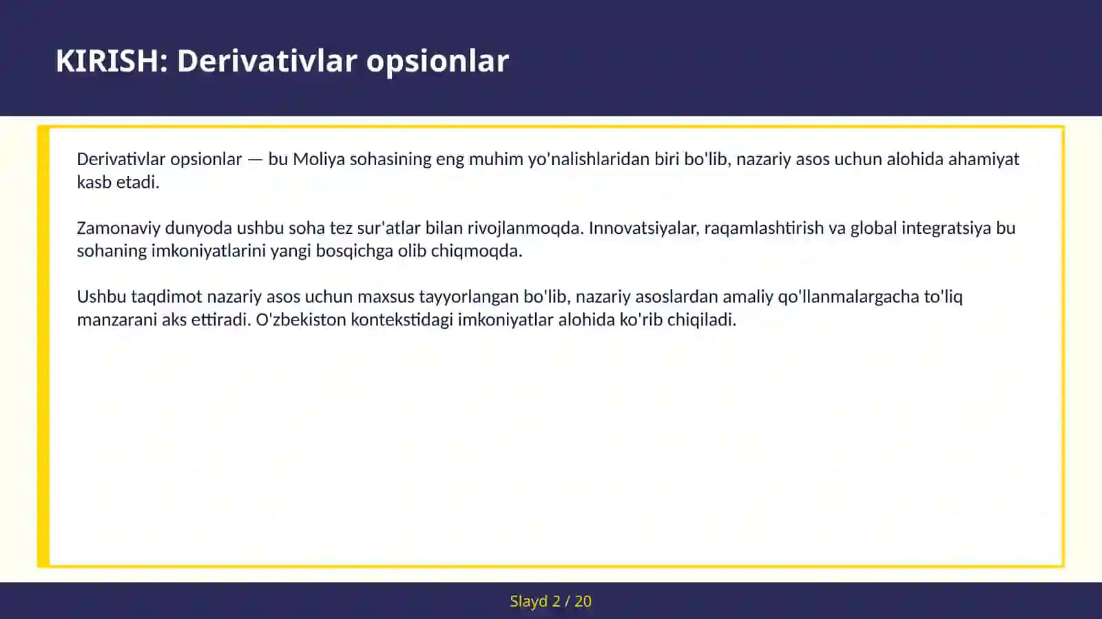 Derivativlar opsionlar 2