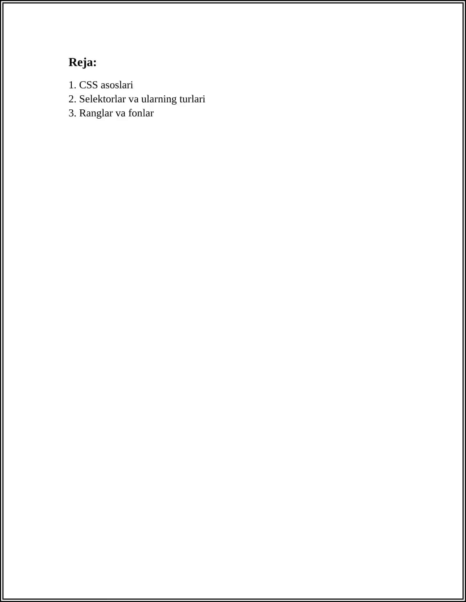 Mavzu: CSS DA MATNGA STIL BERISH 2