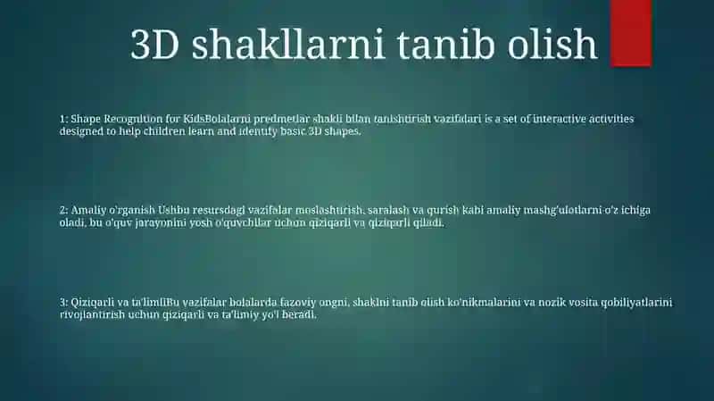 Bolalarni Predmetlar Shakli Bilan Tanishtirish Vazifalari 2