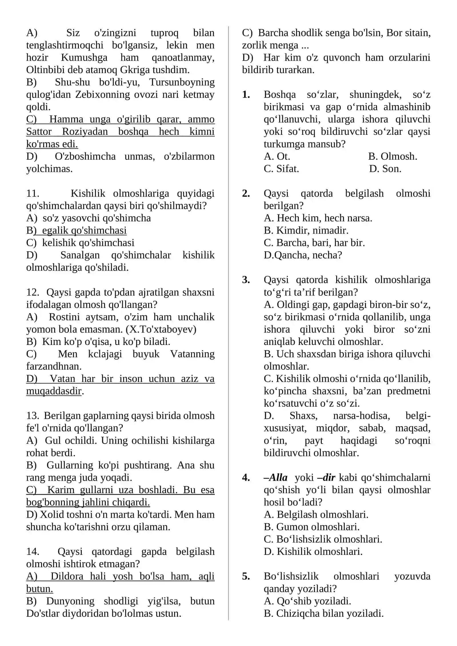Olmosh , ravish test (ona tili) 2
