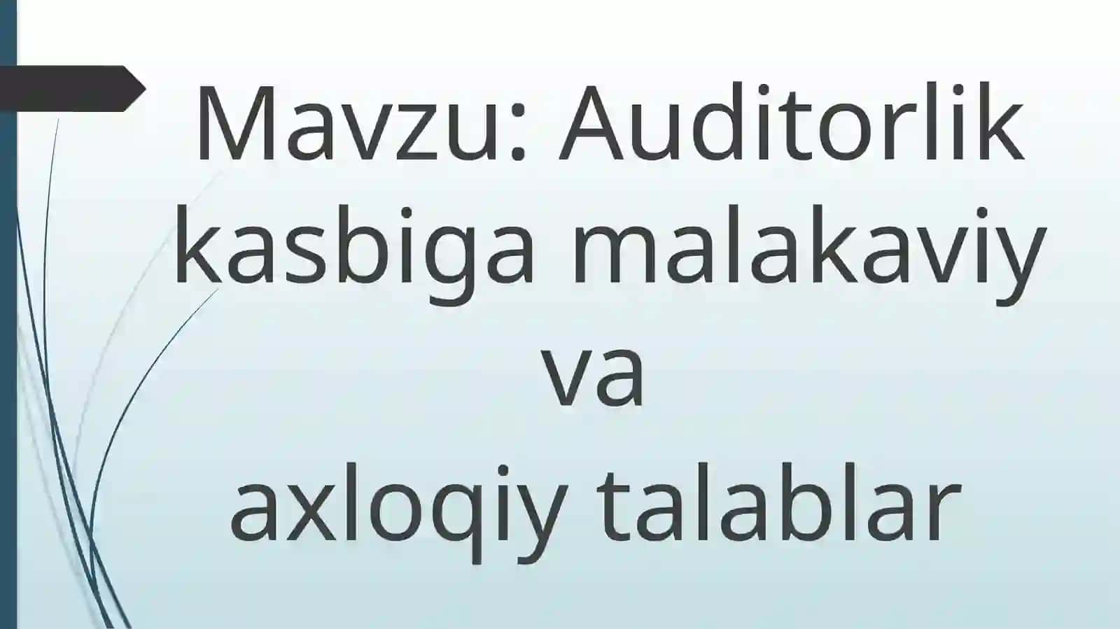 Auditorlik kasbiga malakaviy va axloqiy talablar 2