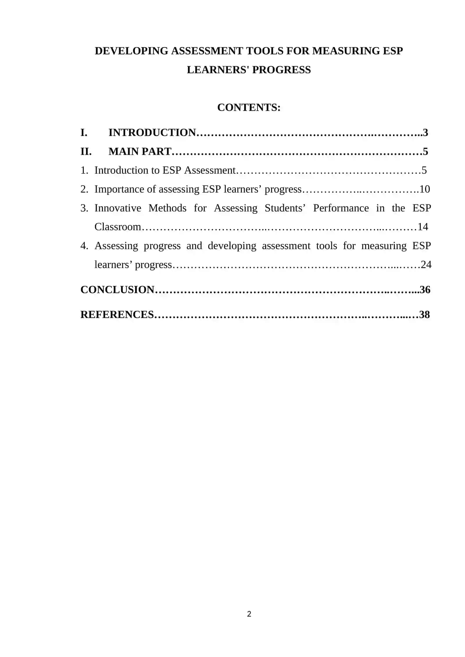 DEVELOPING ASSESSMENT TOOLS FOR MEASURING ESP LEARNERS' PROGRESS 2