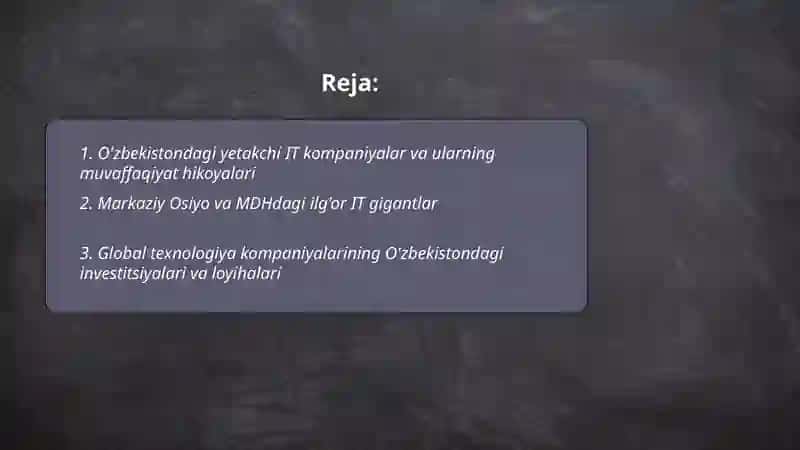 IT Sohasidagi Ilg'or Kompaniyalar 2