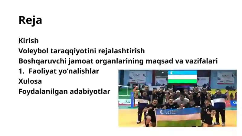 Voleybol taraqqiyotini rejalashtirish 2