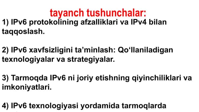IPv6 texnologiyasini joriy etish va xavfsizlik masalalari 2
