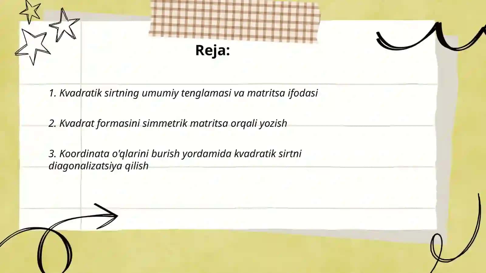 2-tartibli sirtlarning umimiy tenglamalari 2