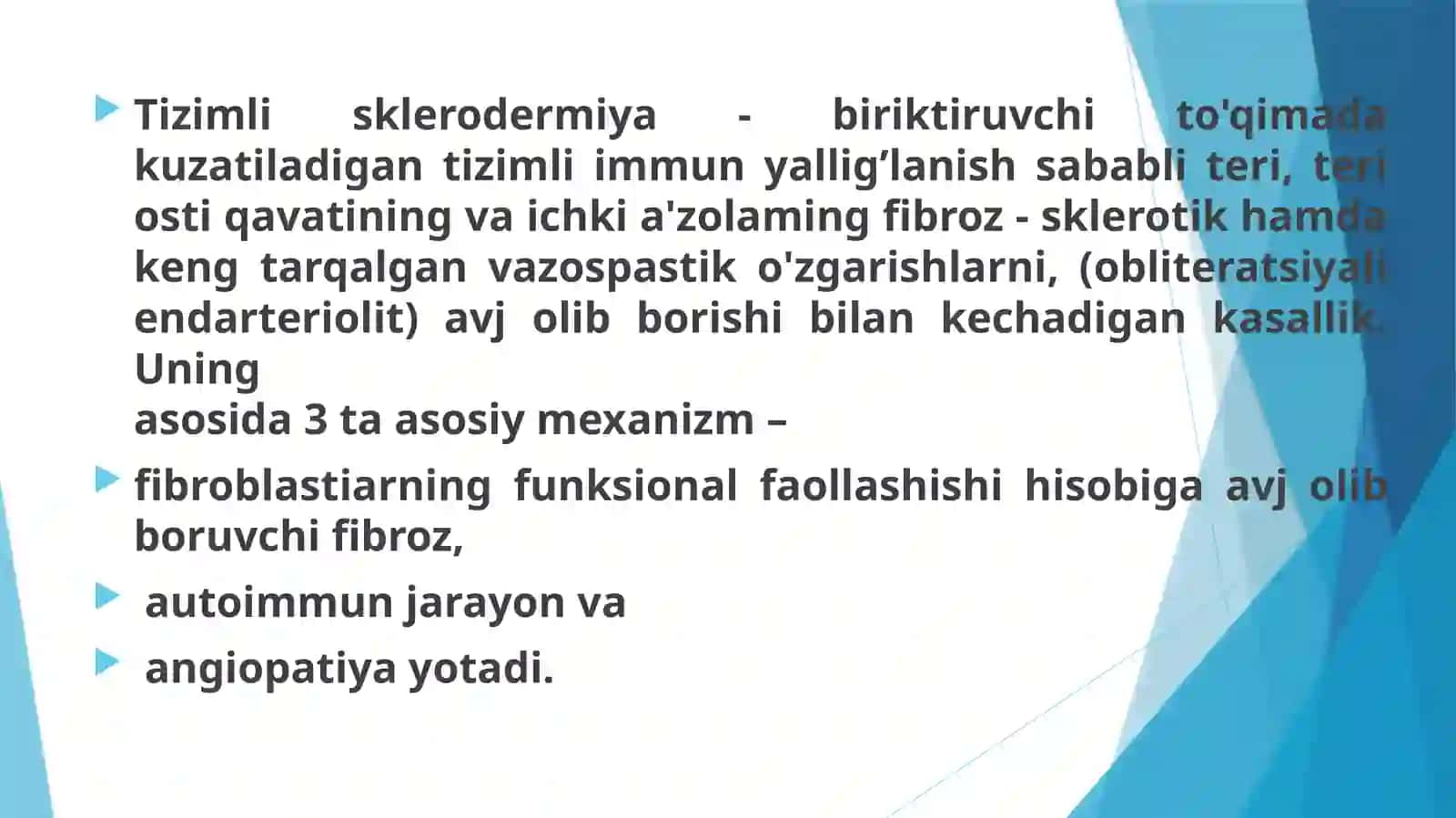 Tizimli sklerodermiya( systemic sclerosis, systemic dermatosis) 2