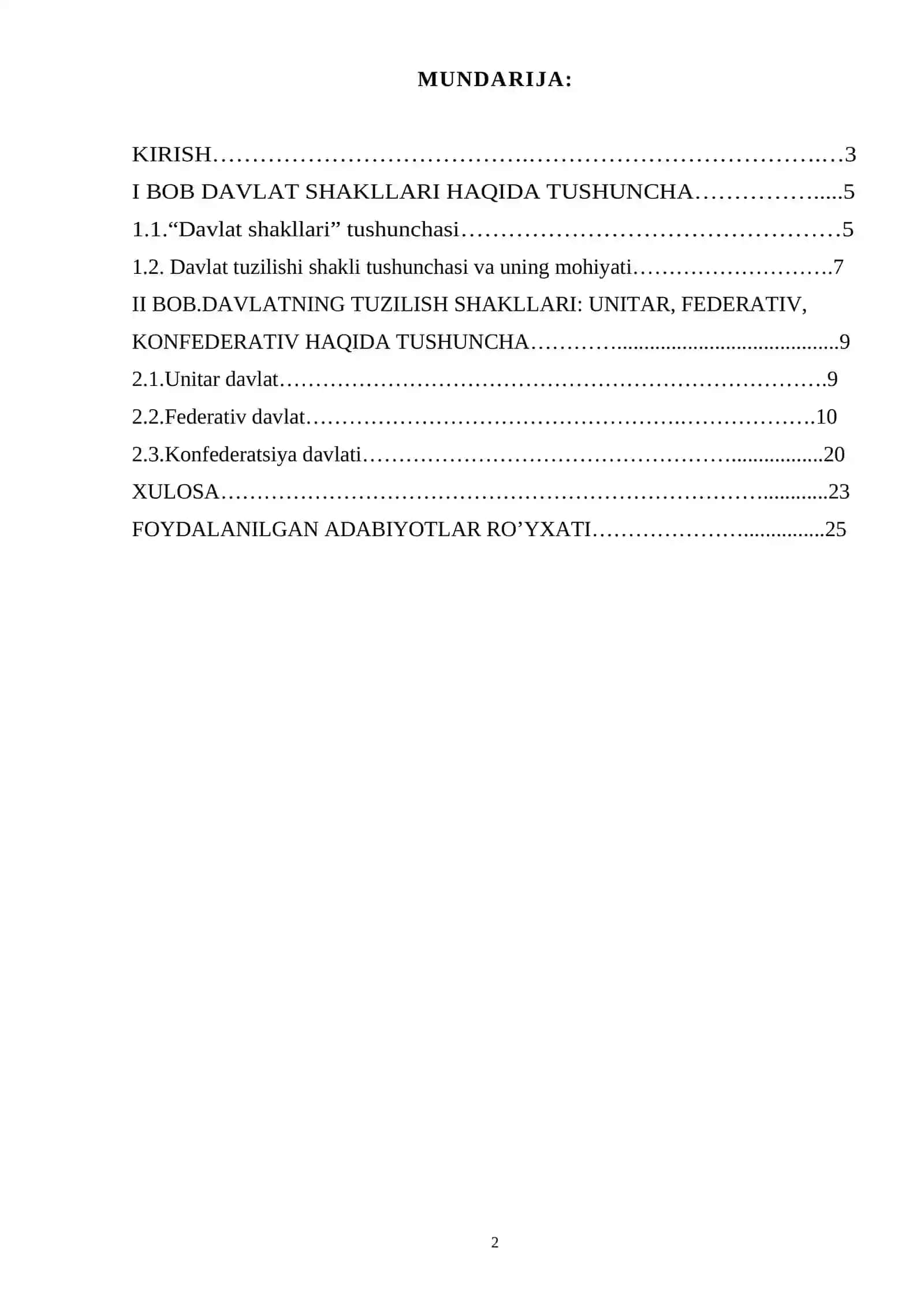DAVLATNING TUZILISH SHAKLLARI: UNITAR, FEDERATIV VA KONFEDERATIV 2