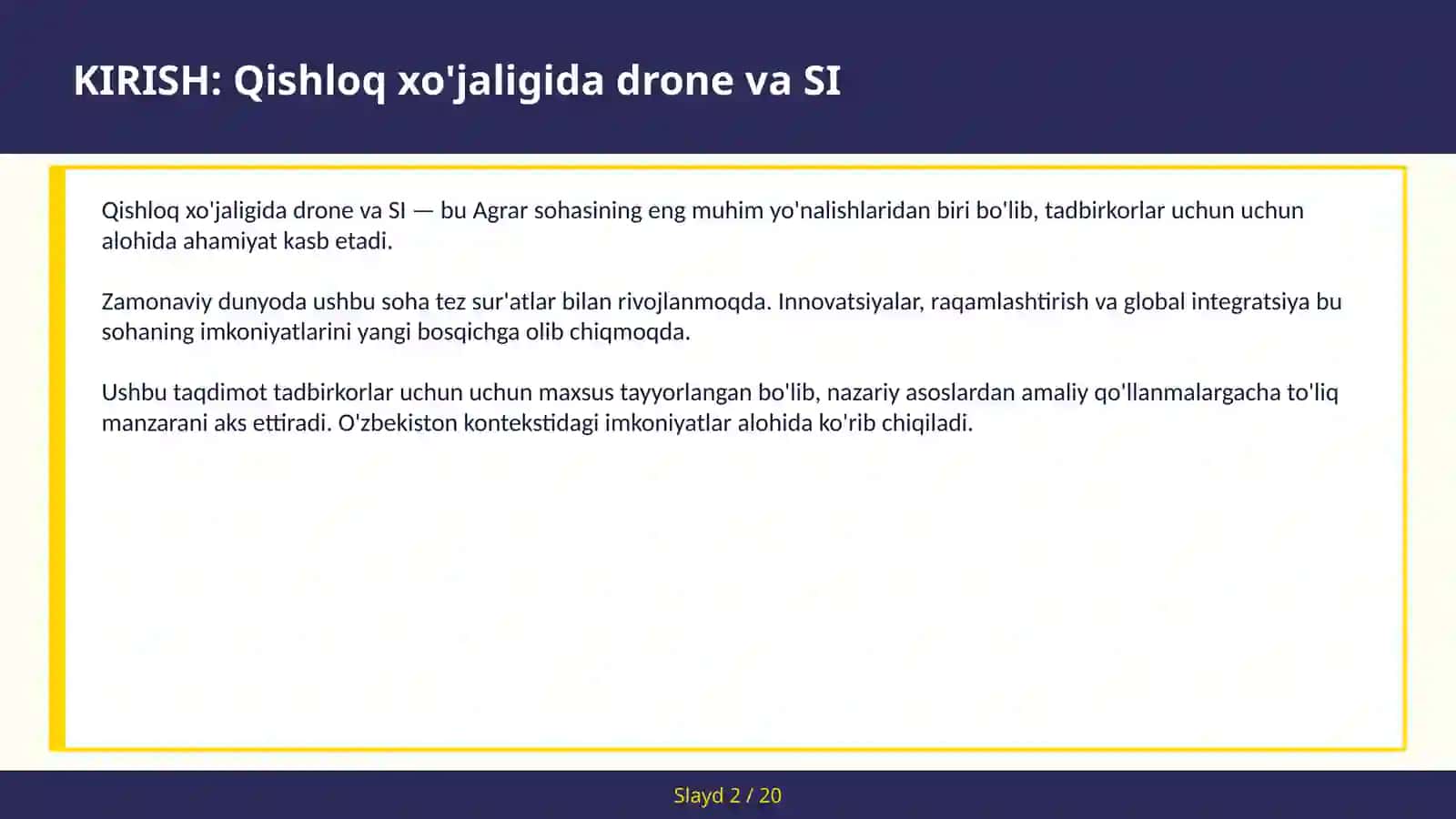 Qishloq xo'jaligida drone va SI 2