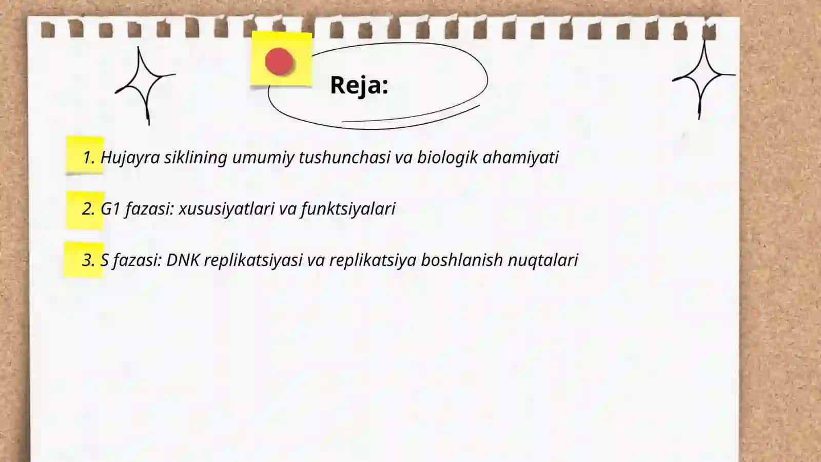 Hujayra biologiyasi.Hujayra sikili va uning davriyligi 2