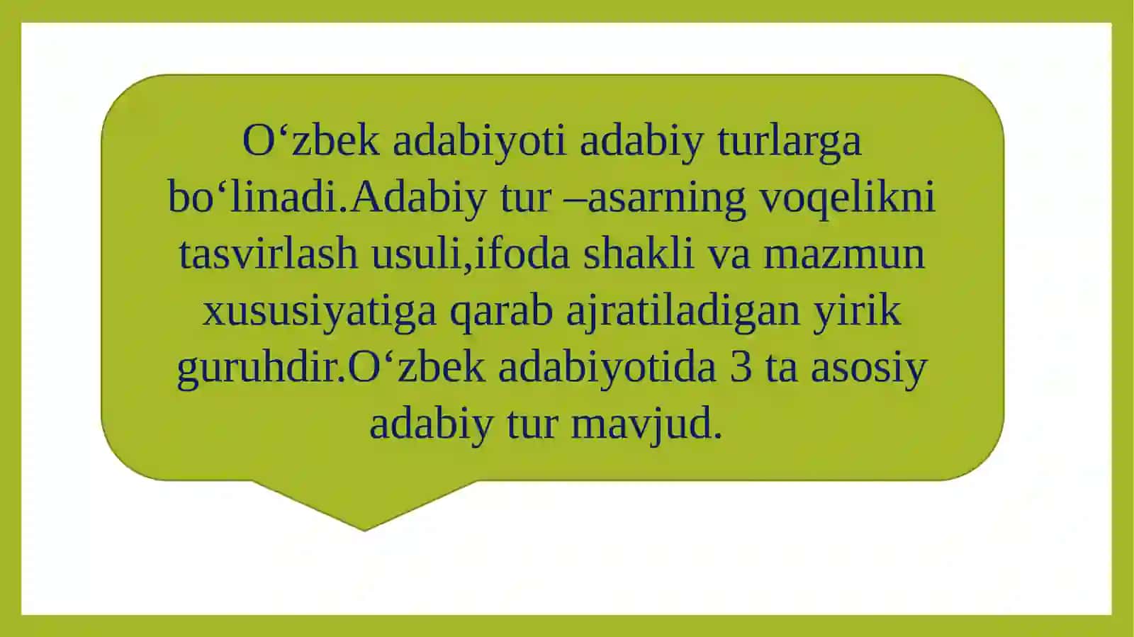 Adabiytur va janrlar 2