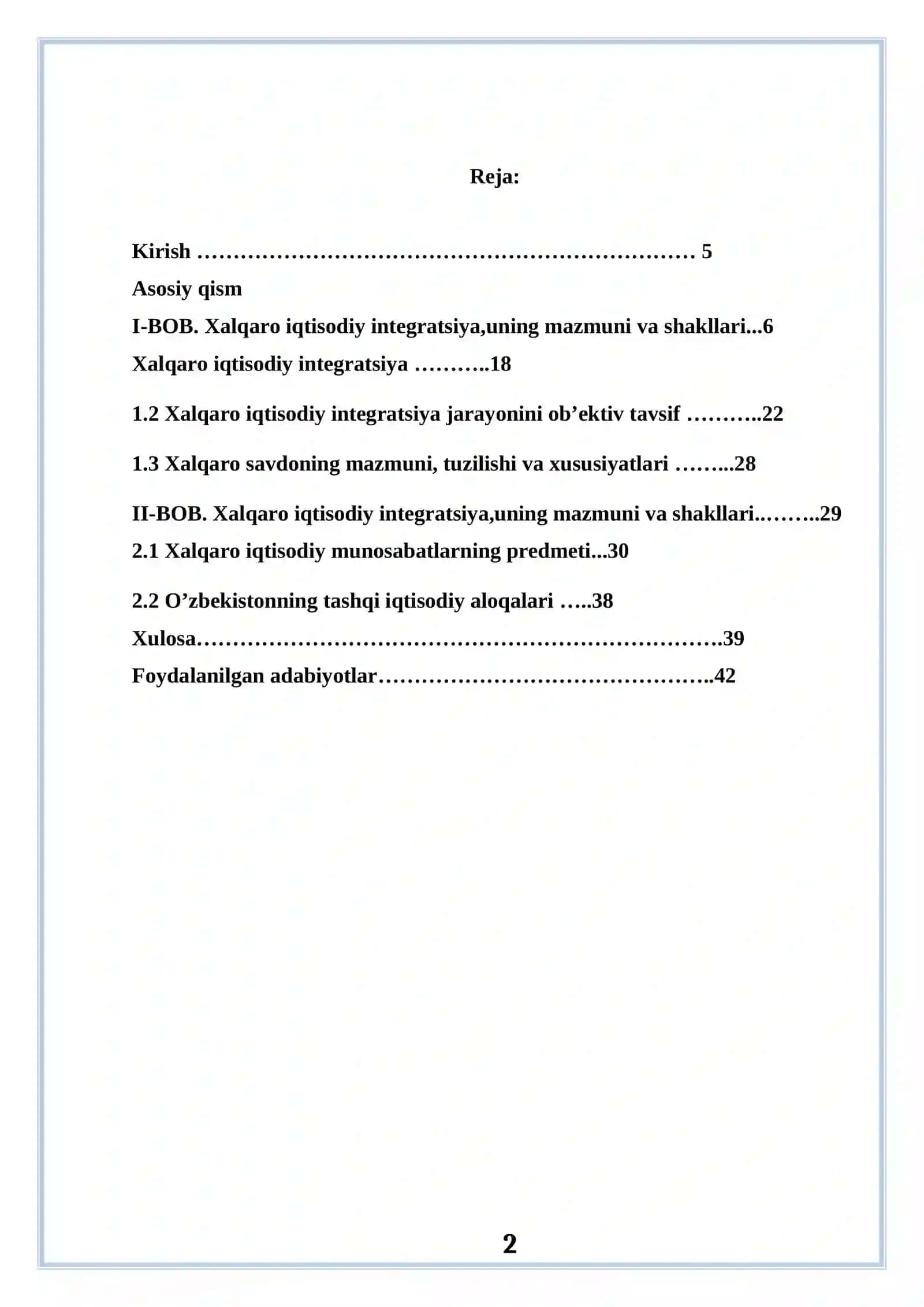 Xalqaro iqtisodiy munosabatlar predmeti 2