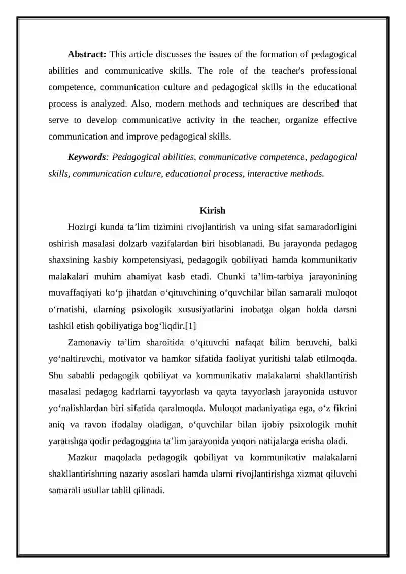 Pedagogik qobiliyat va kominikativ malakalarni shakllantirish usullari 2