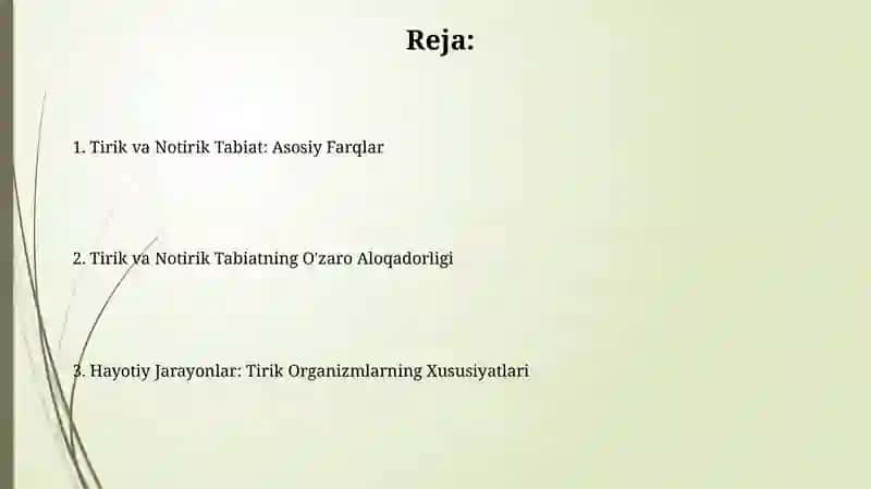 Tirik va Notirik Tabiatning O'zaro Aloqadorligi 2